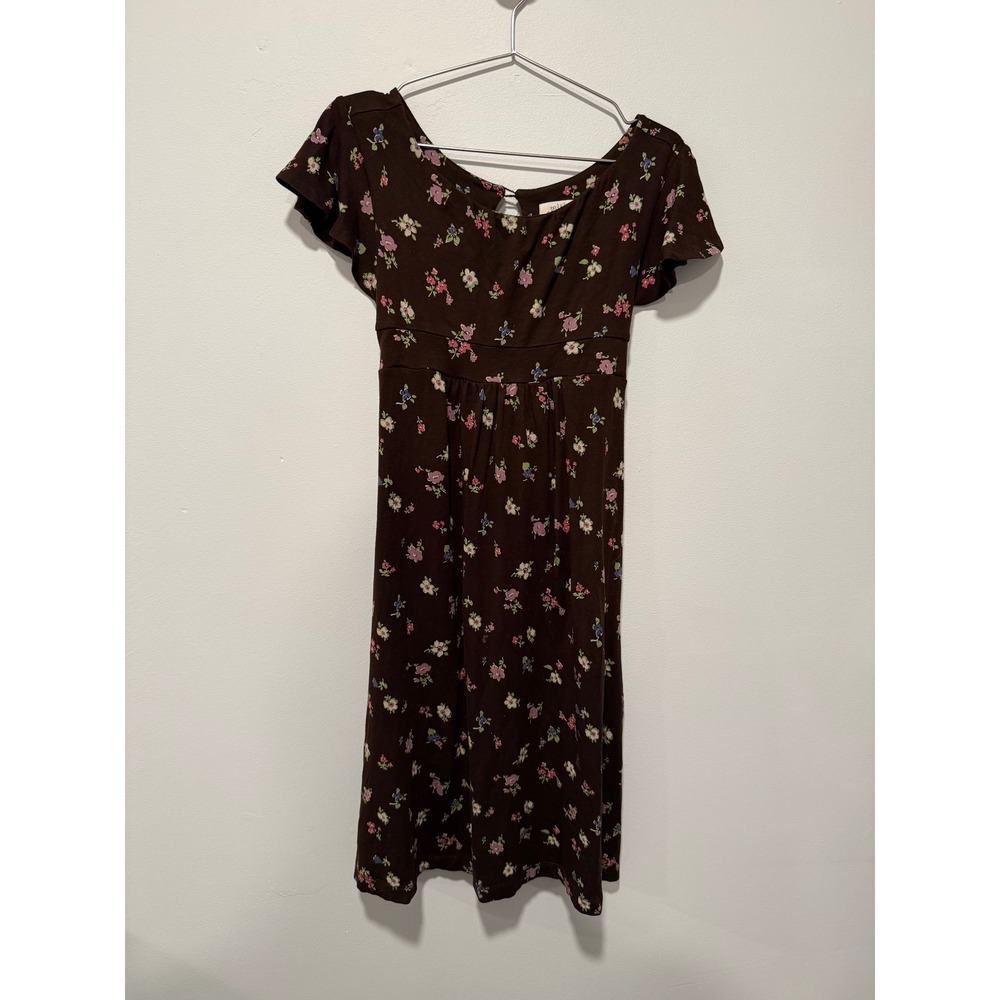 Mini Boden Girls Brown Floral Empire Waist Dress Cottagecore Vintage Size 7-8Y
